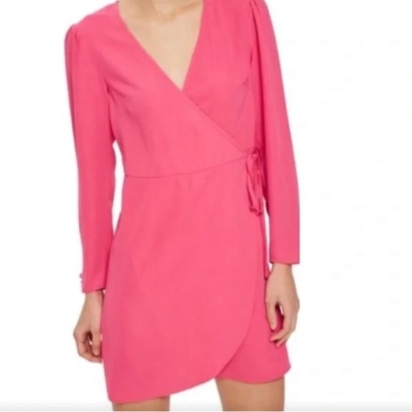 topshop wrap dress pink TOPSHOP Premium Raw Seam Detail Midi Slip Dress in Pink